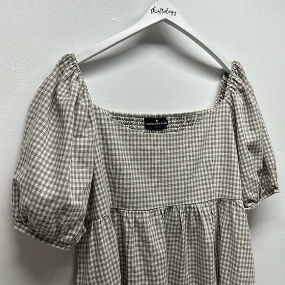 Tuckernuck Abigail Dress Mini Beachwood Gingham Plaid Tan Pomander Place XXXL - Picture 6 of 10